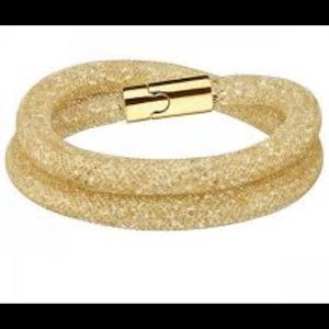 SWAROVSKI STARDUST DELUXE DOUBLE GOLD TONE TUBE BRACELET- Medium